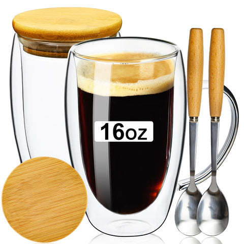 PARACITY double-wall mug with bamboo lid and spoon, spill-free seal for hot beverages.
