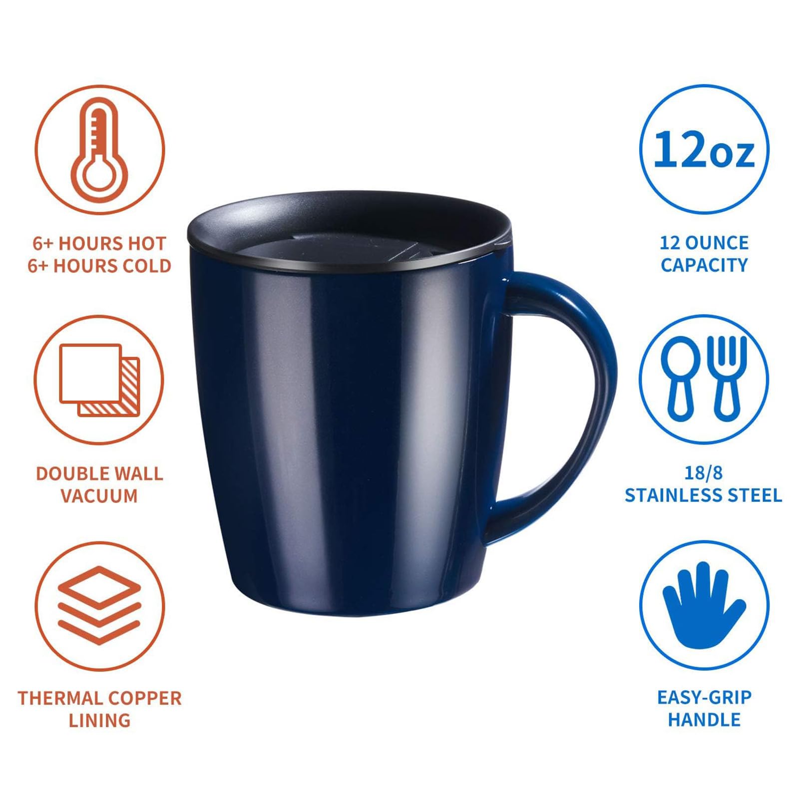 PARACITY blue mug handle provides a comfortable grip for travel and work.