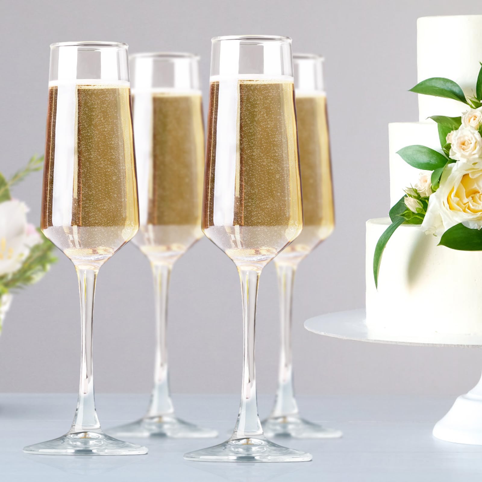PARACITY lead-free glass champagne flutes for crystal shine and safe materials.