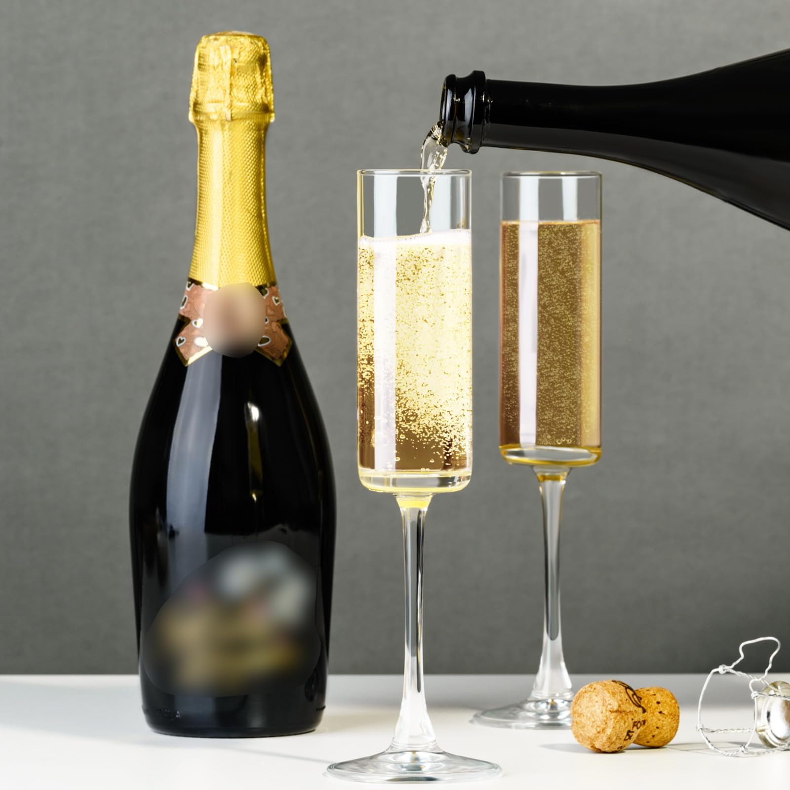 PARACITY lead-free crystal champagne glasses deliver clear brilliance while resisting clouding.