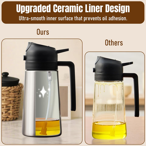 Paracity olive oil sprayer delivers a fine mist for even coverage