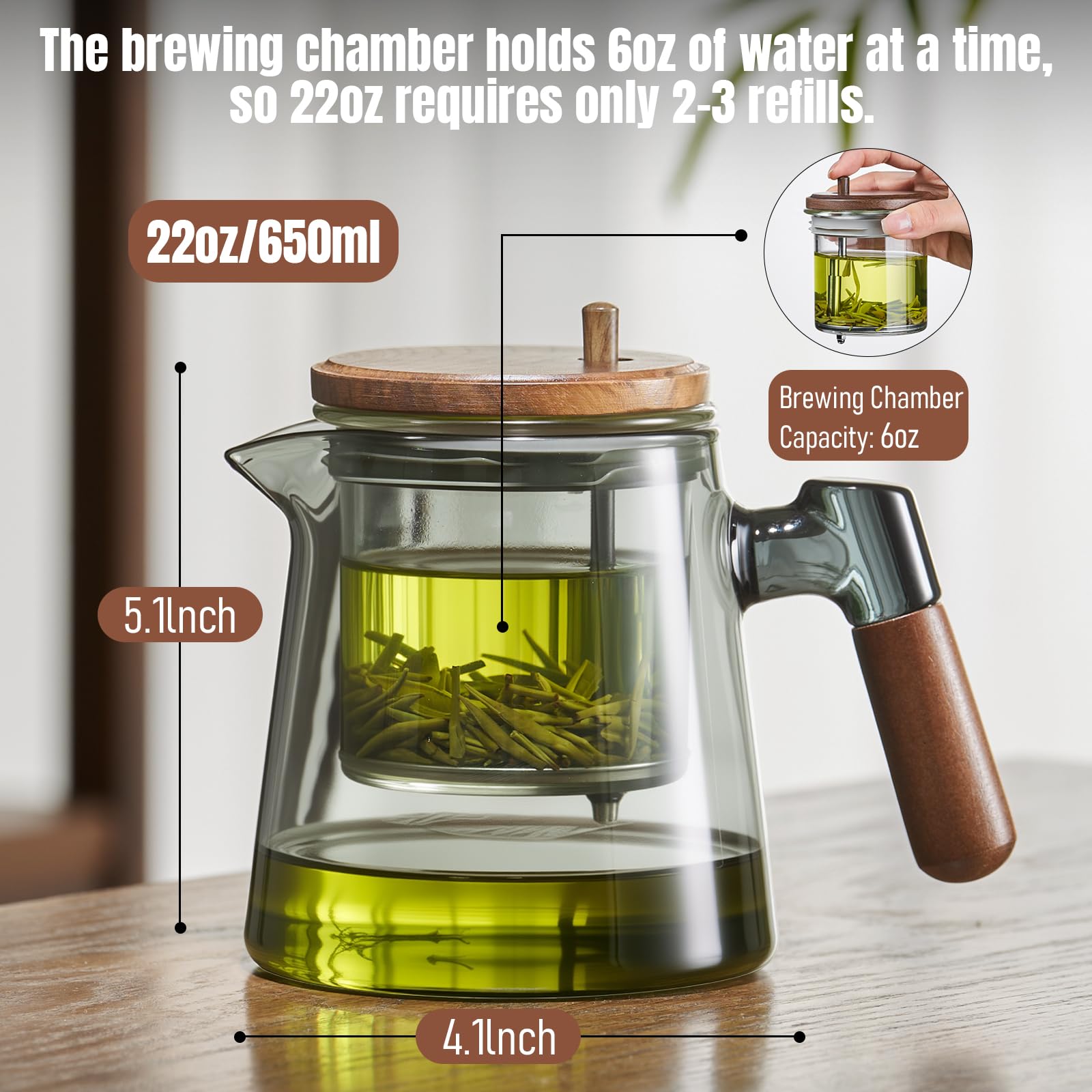 PARACITY one-button tea separation showing quick leaf-free pour.