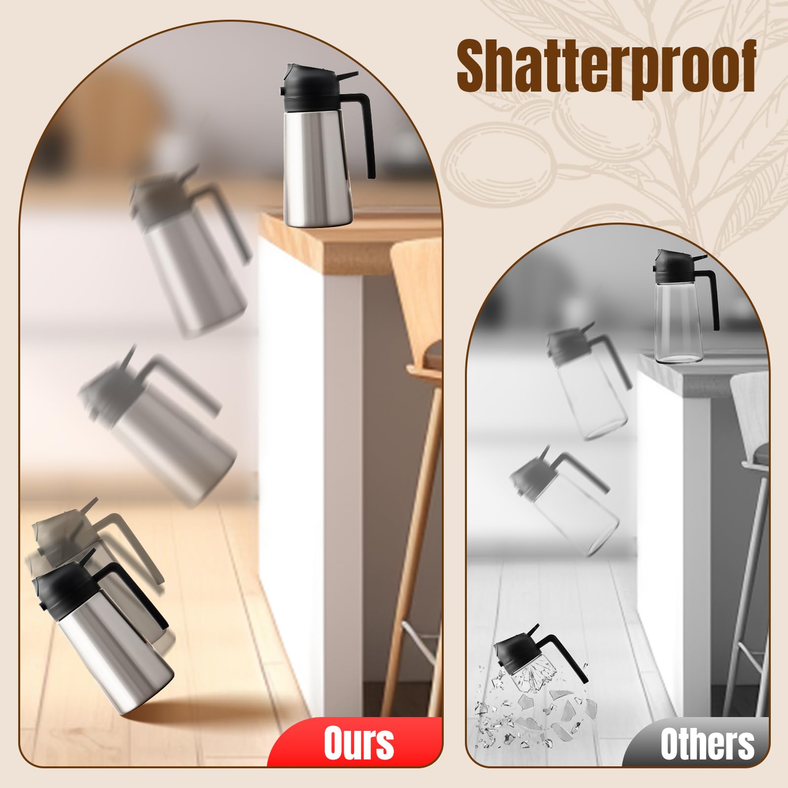 Paracity opaque stainless body blocks light to help preserve oils