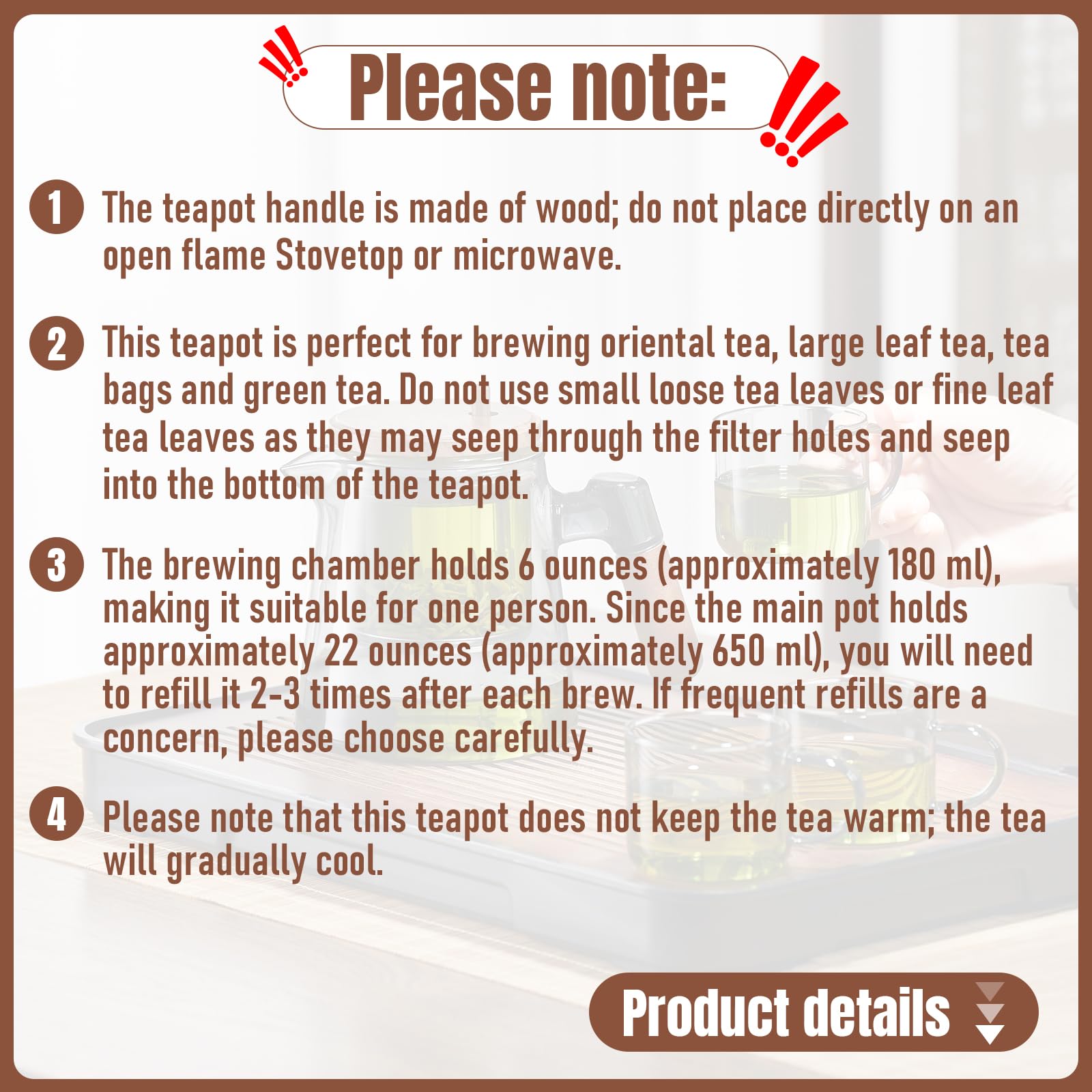 PARACITY tea infuser removable for easy cleaning and adjustable strength.