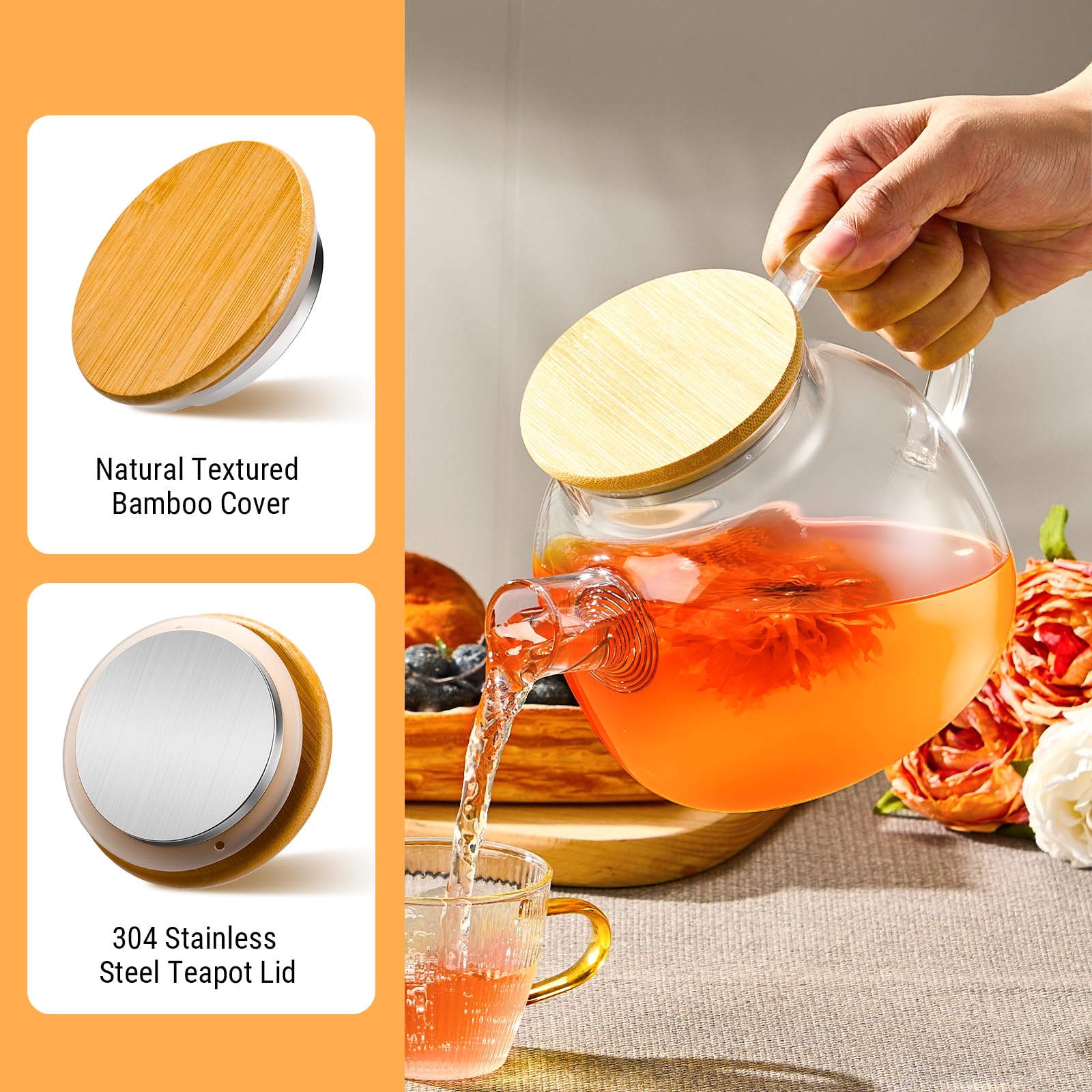 PARACITY 1000ml teapot pour in action for shared servings
