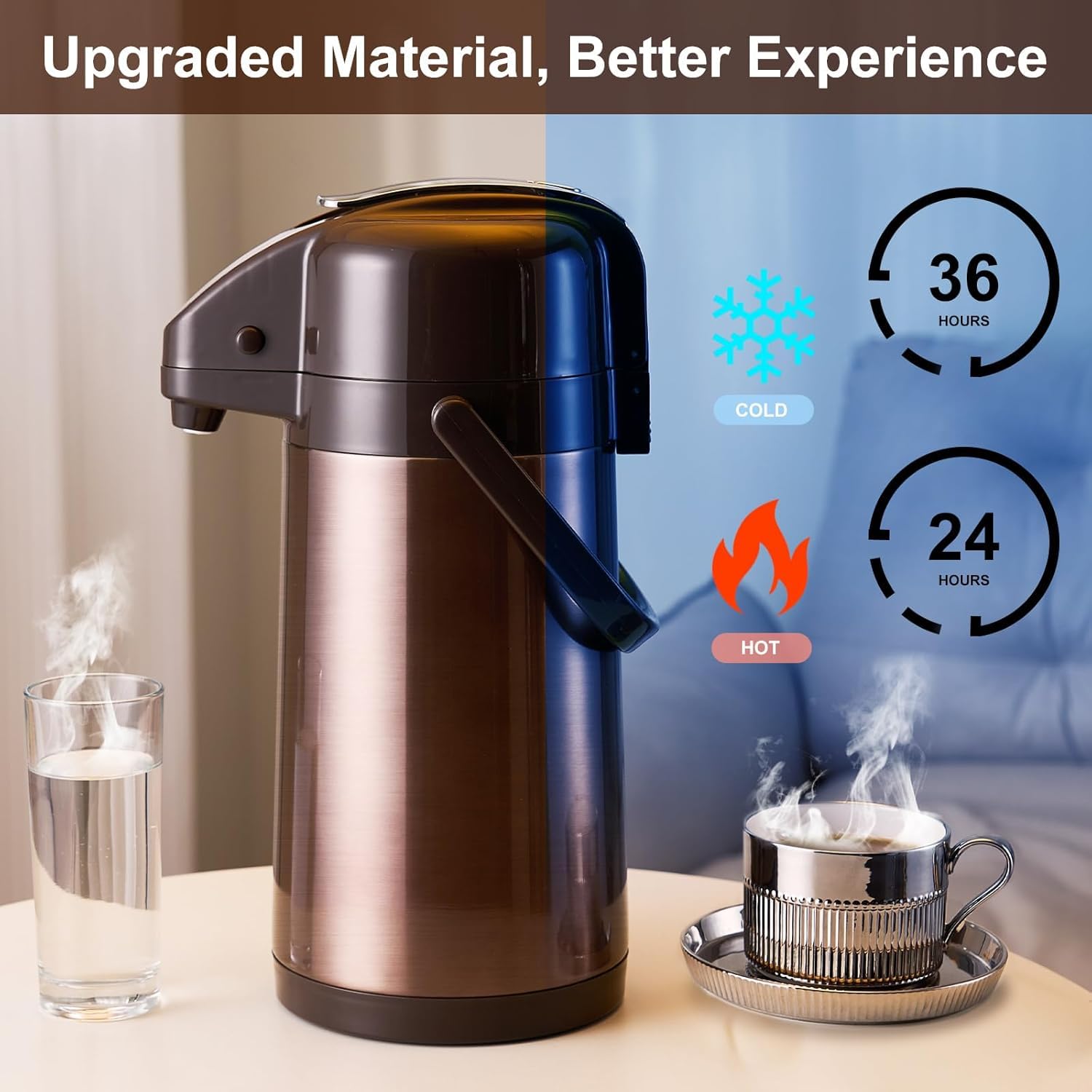 PARACITY airpot with double pump demonstrates quick, effortless dispensing during busy mornings.