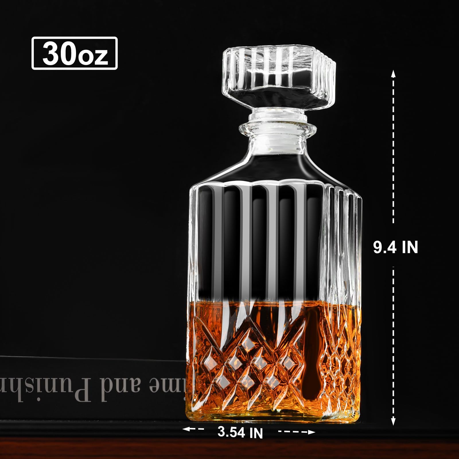 PARACITY whiskey decanter in crystal-clear glass highlights rich color and refined presentation