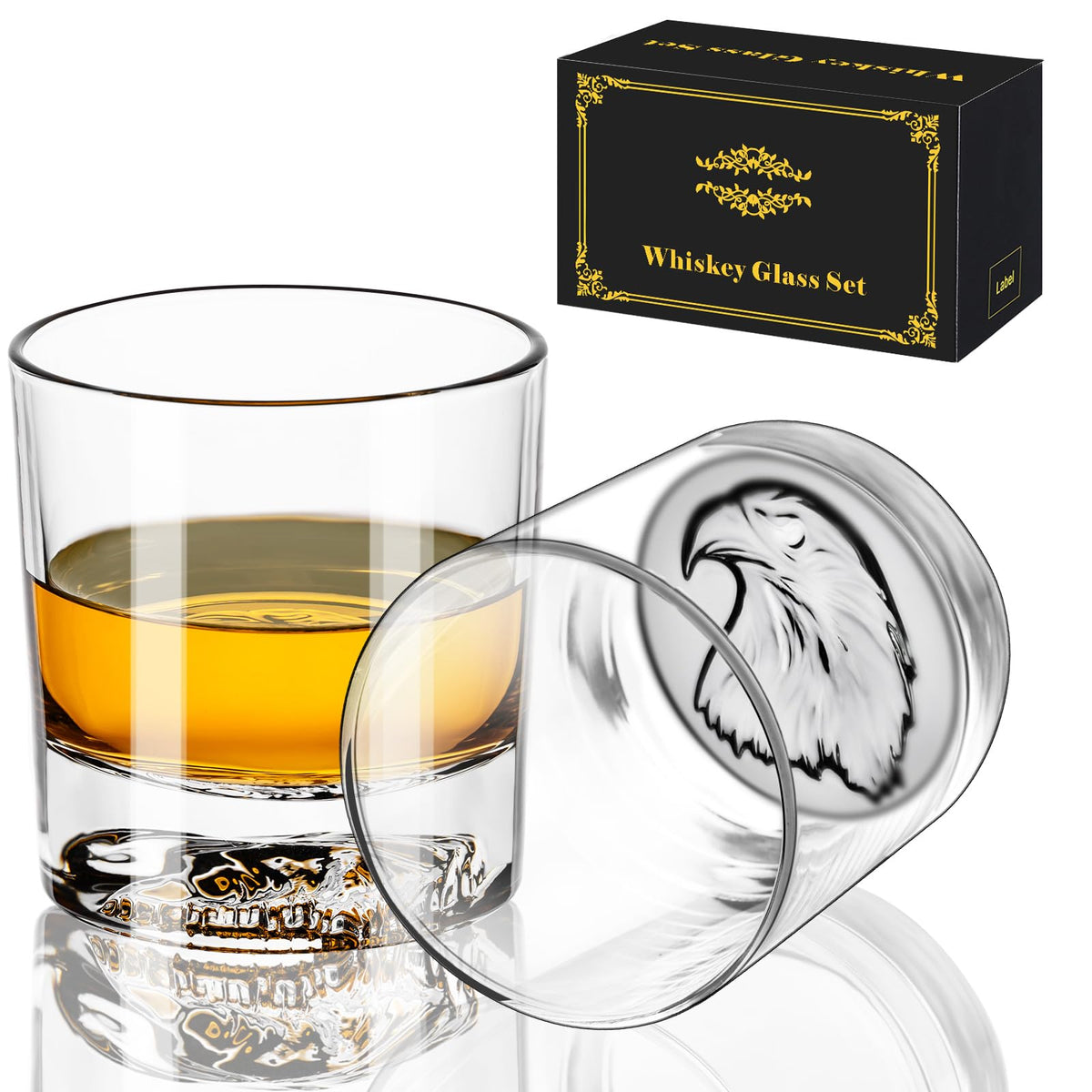 PARACITY whiskey glasses with eagle bottom for a regal sipping experience.