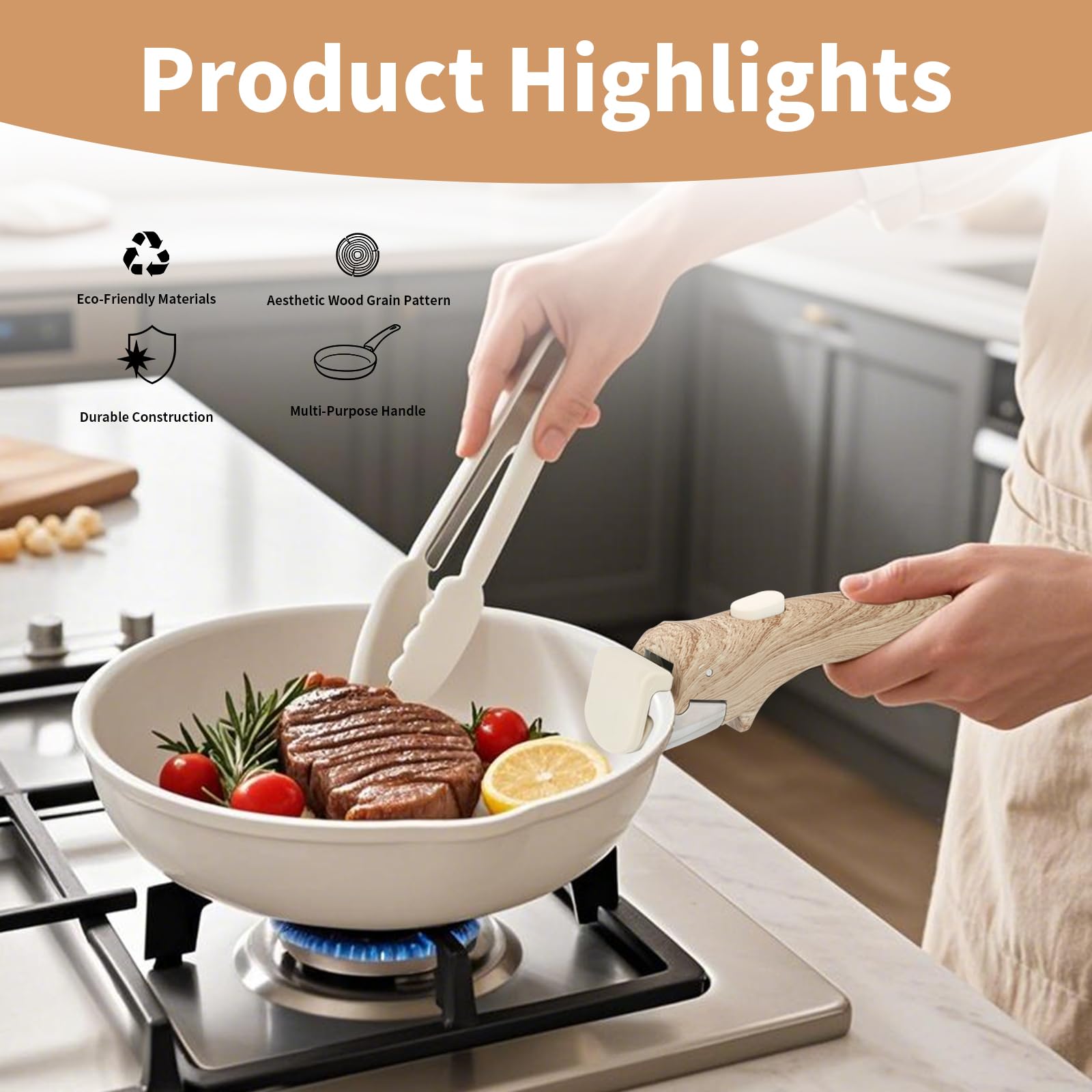 Parakatoikos safety grip handle features serrated rubber for secure cooking.
