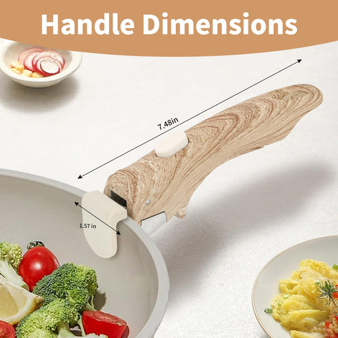 Parakatoikos universal cookware handle with wood-like finish adds style and secure grip.