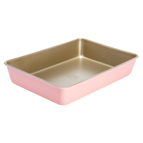 Paris Hilton bakeware 13x9 pan showcases carbon steel for even baking