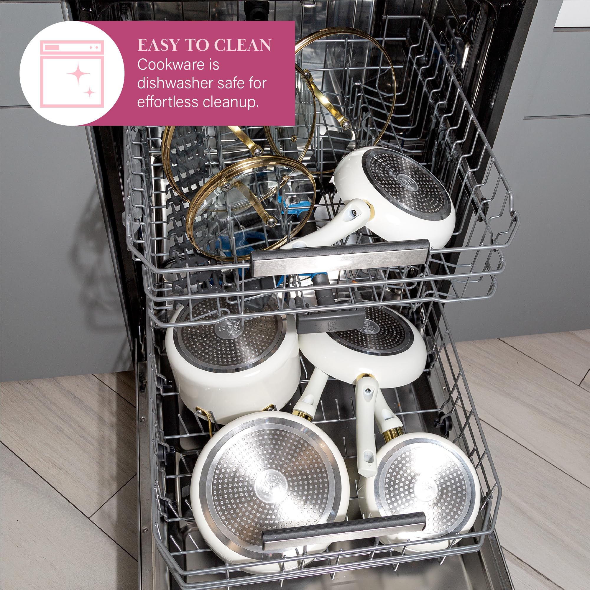 Paris Hilton Epic tempered glass lids with vent for controlled steaming