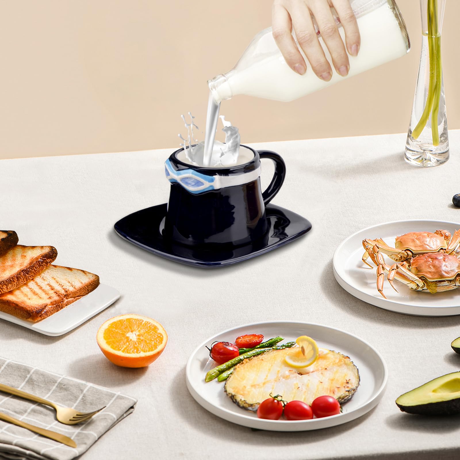 Parknshop 250-300ml capacity mug ideal for latte, tea, or cocoa.