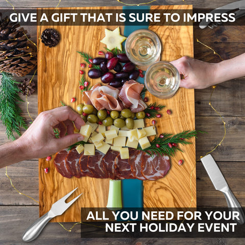 Parkway Home four-piece cheese knife set complements the board for effortless serving