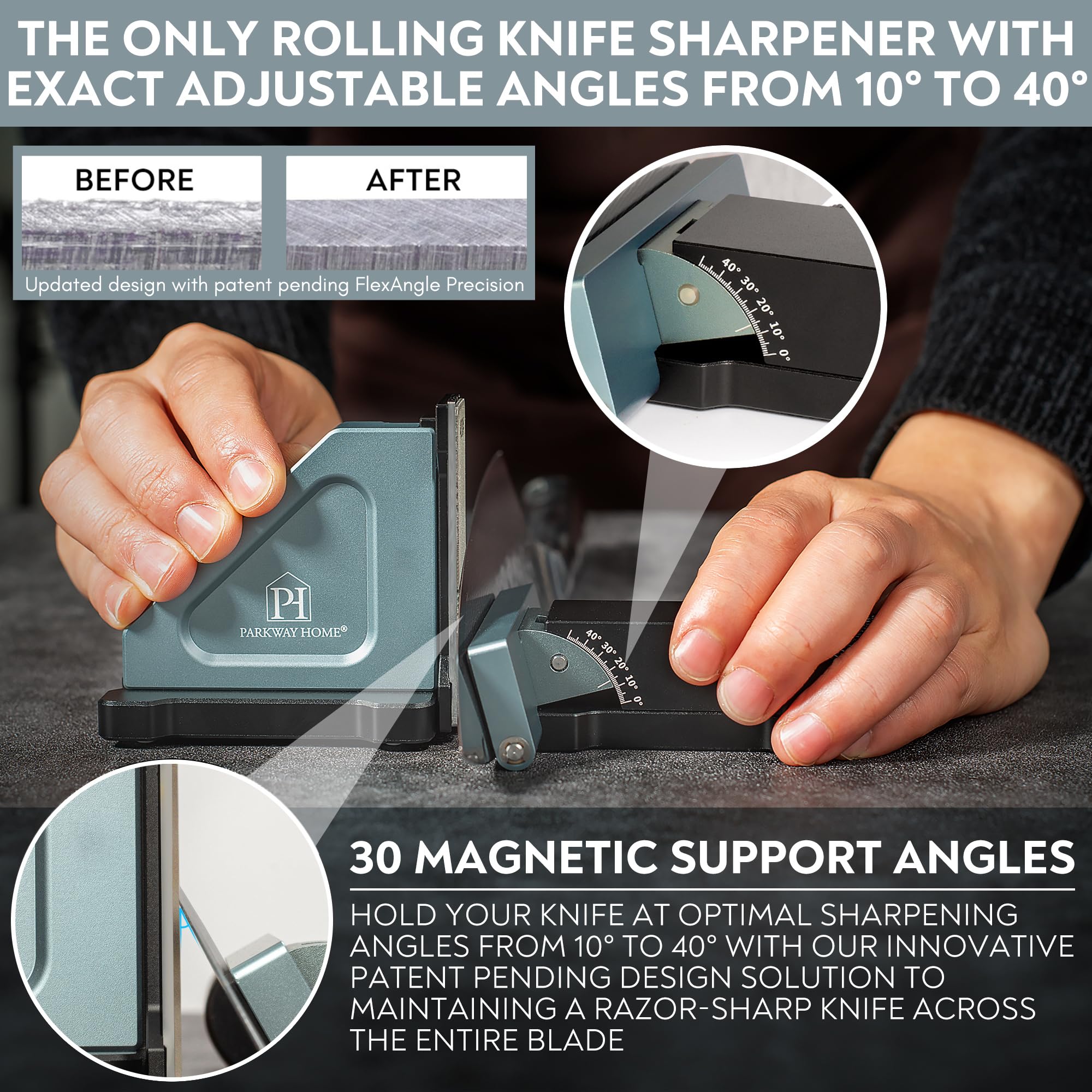 Parkway Home height adjuster enables fitting large knives and cleavers with ease