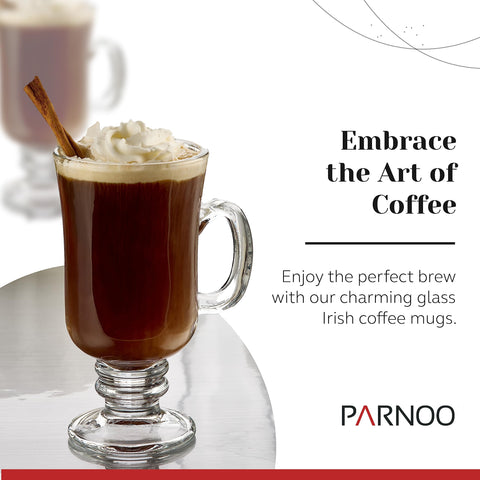 PARNOO mugs with footed stem base elevating presentation for hot drinks.