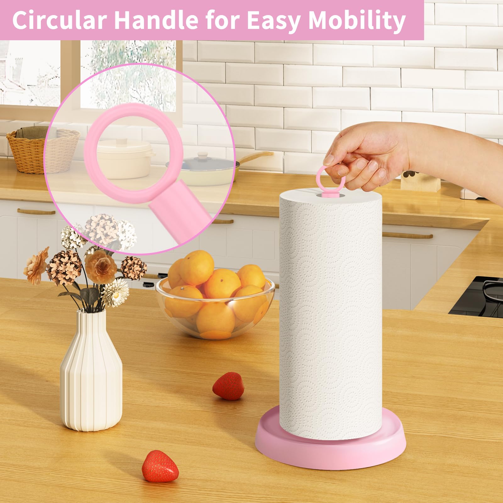PAROTO ring-handle paper towel stand allows easy movement while cooking
