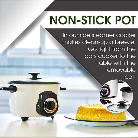 Pars inner pot ensures even cooking for fluffy rice.