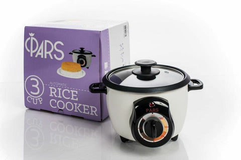 Pars rice cooker stainless steel body adds durable kitchen appeal.