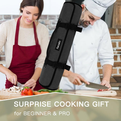 Parsuko Chef Knife Roll Bag backpack style enables hands-free transport.