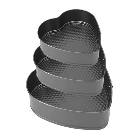 Parthan heart-shaped springform tins set of three for versatile baking sessions.
