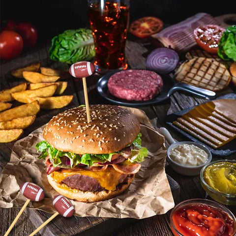 Partico picks enhance drink garnishes and sports-themed parties.