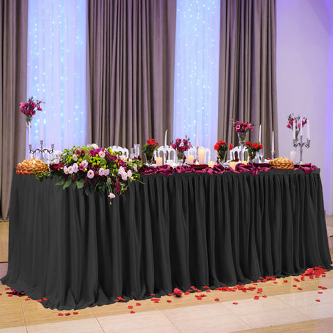 PARTISKY pleated ruffle detail adds classic elegance to receptions and dinners.