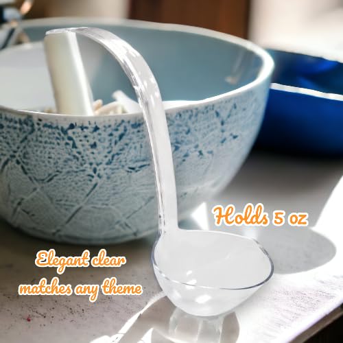 Party Dimensions clear plastic punch ladles show beverage color while serving 5-ounce portions.