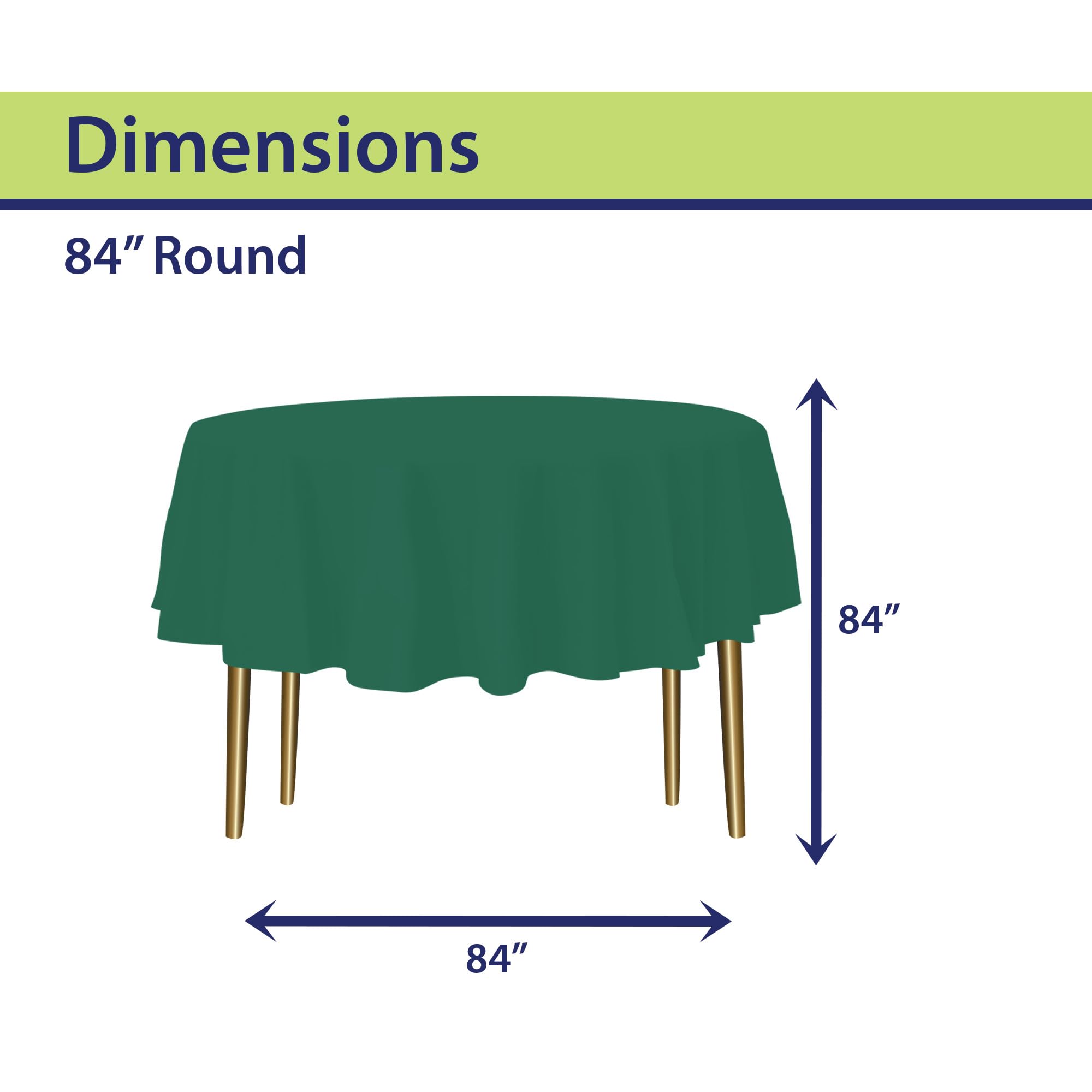Party Dimensions green round tablecloth laid on a table