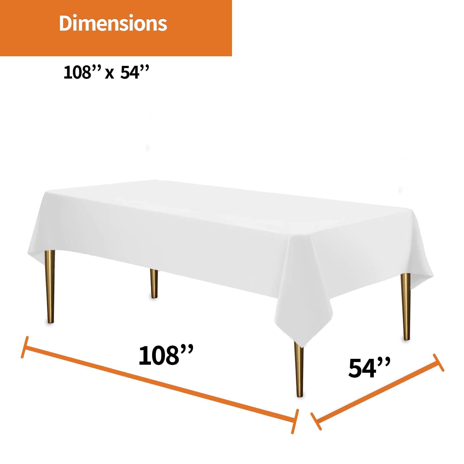 Party Dimensions white rectangle tablecloth shown being used for quick cleanup.