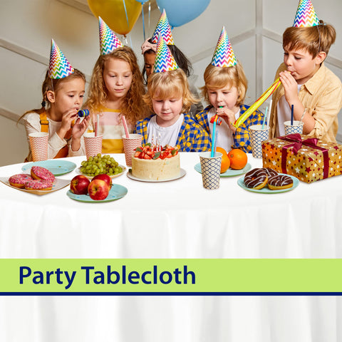 Party Dimensions recyclable or reusable plastic tablecloths support eco-conscious entertaining