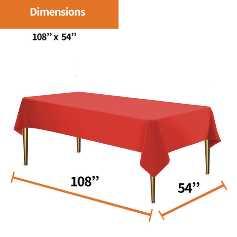 Close-up of Party Dimensions red rectangle tablecloth highlighting glossy finish.