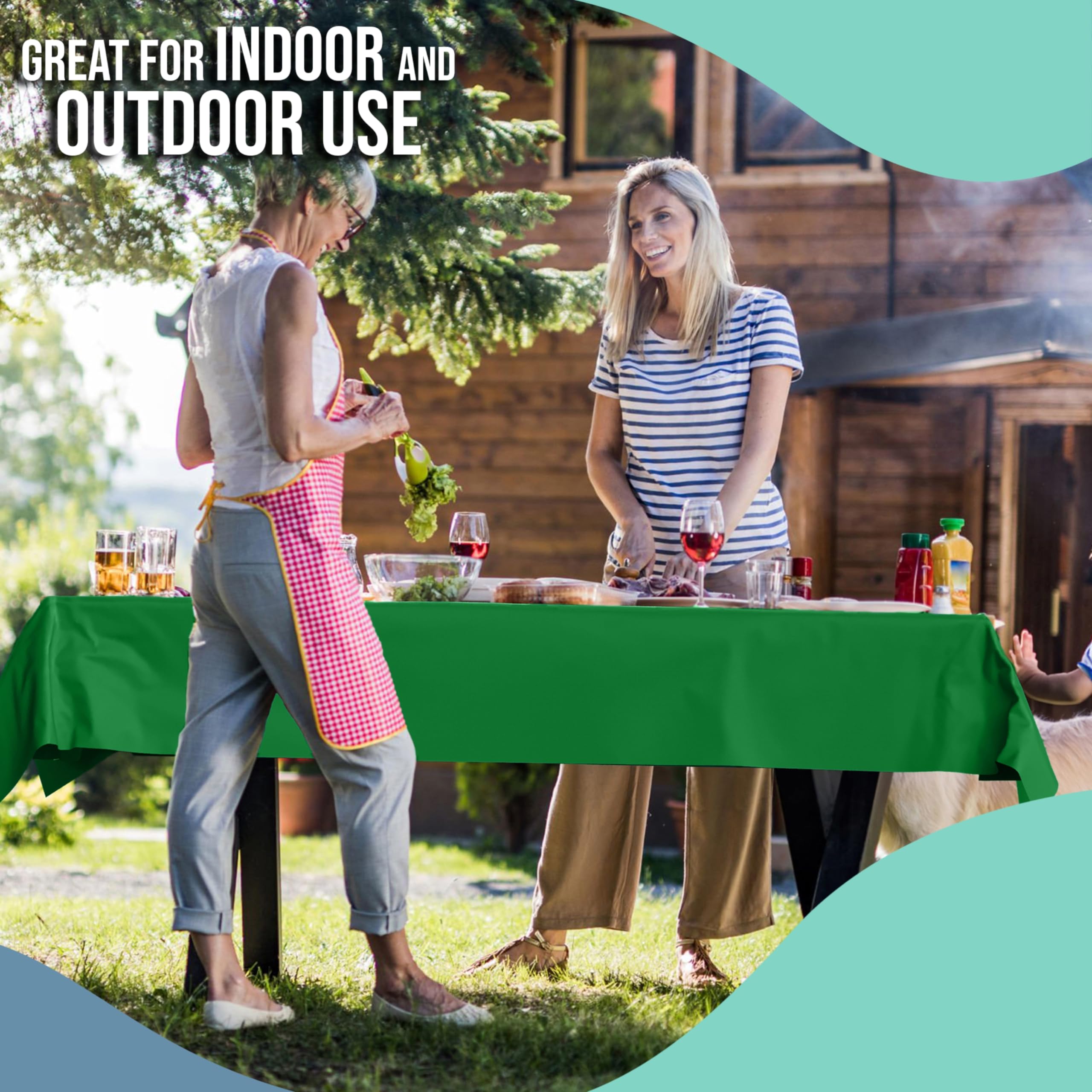 Party Solids disposable emerald green tablecover for easy cleanup after celebrations