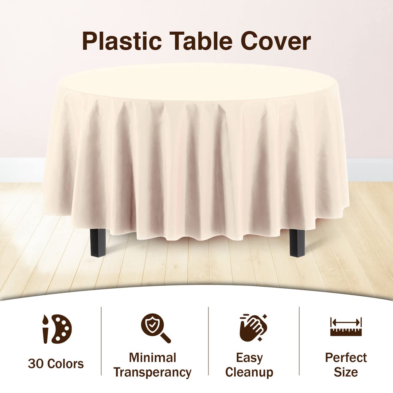Party Solids disposable tablecloth showing easy cleanup after events.