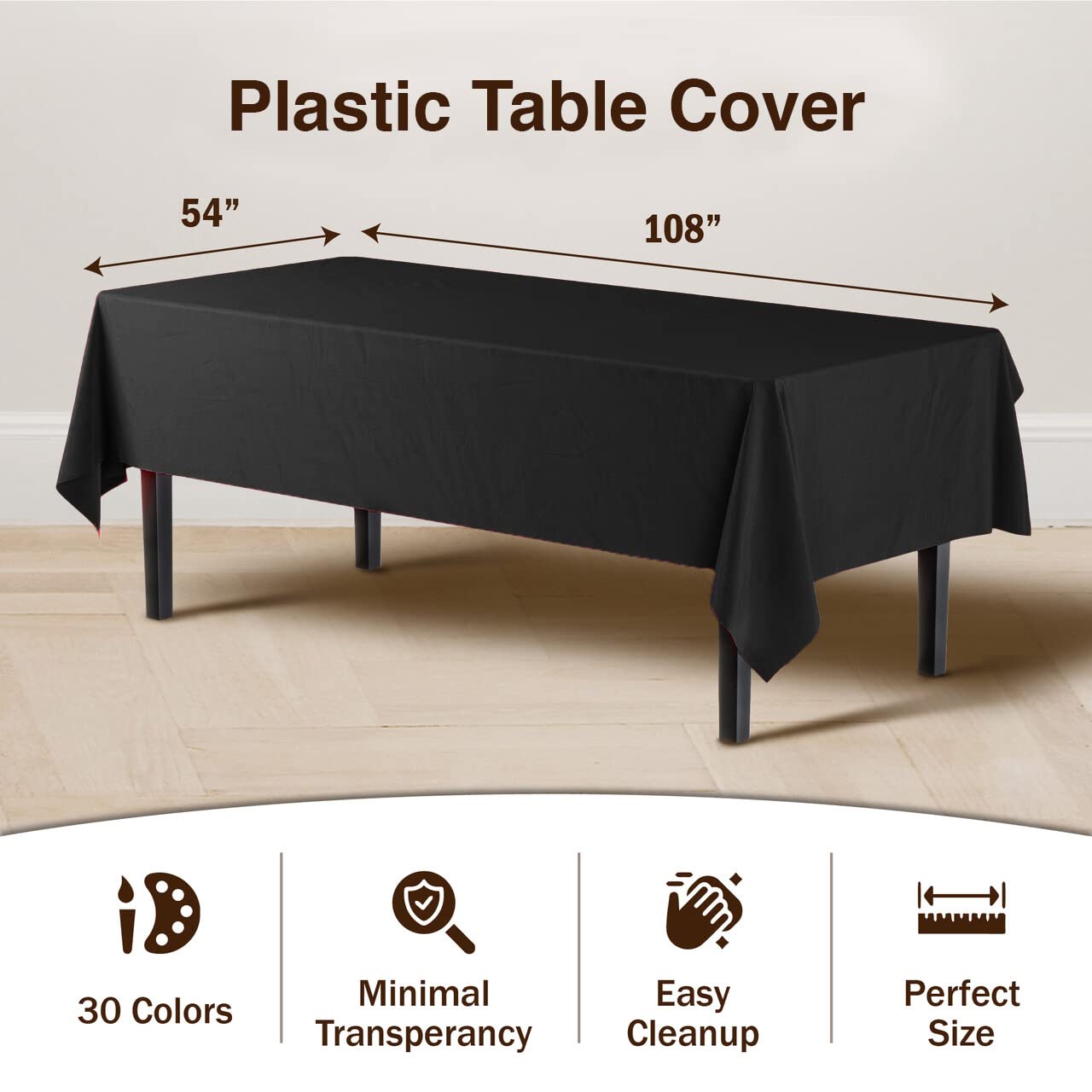 Party Solids disposable tablecloth roll; easy cleanup after events.