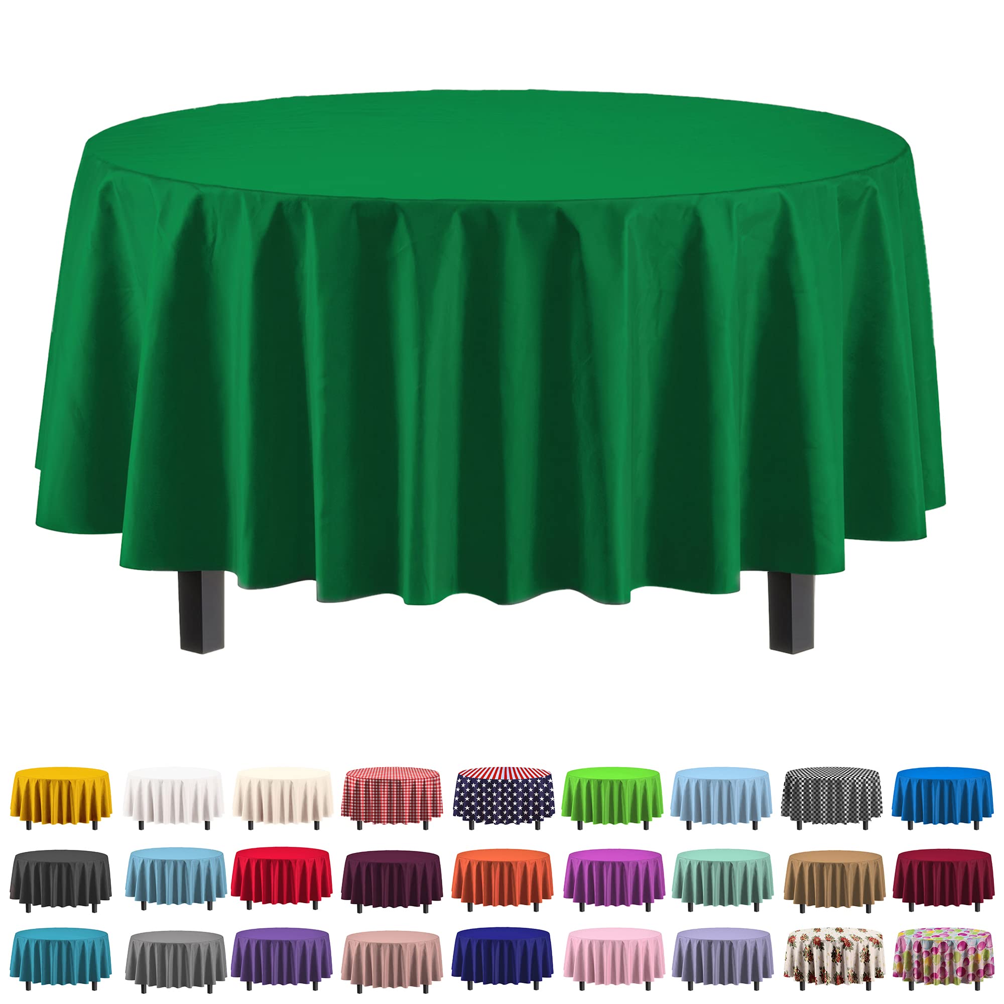 Party Solids emerald green round 84in tablecloth ideal for spill protection during gatherings