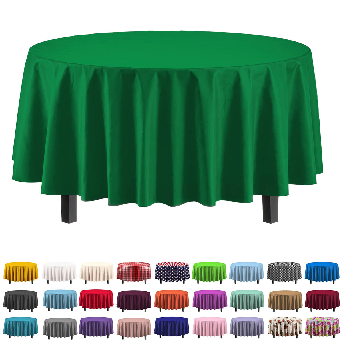 Party Solids emerald green round 84in tablecloth ideal for spill protection during gatherings