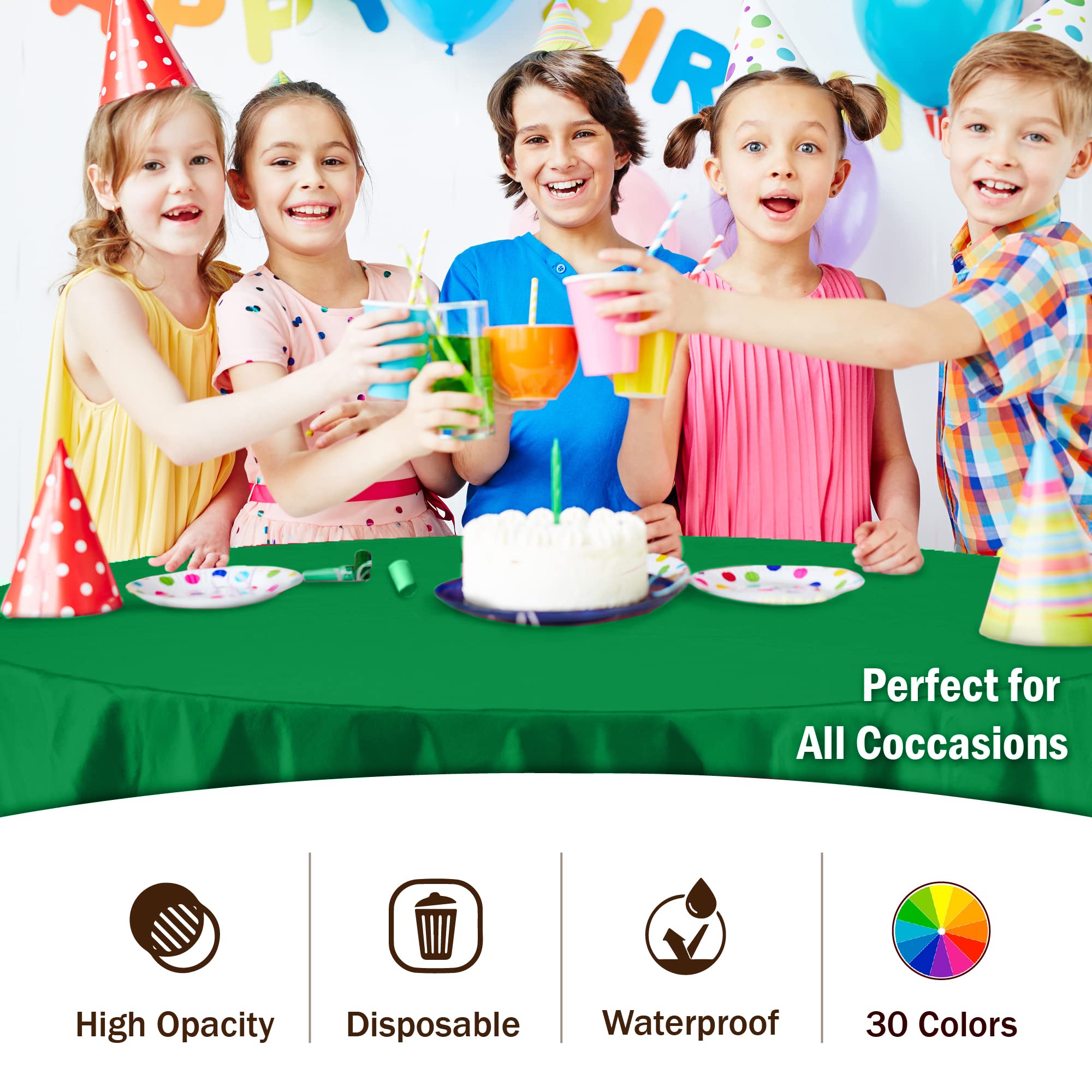 Party Solids emerald green disposable table cover suits kid-friendly gatherings