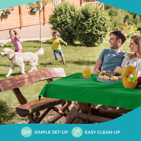 Party Solids emerald green tablecloth roll for outdoor picnics and parties