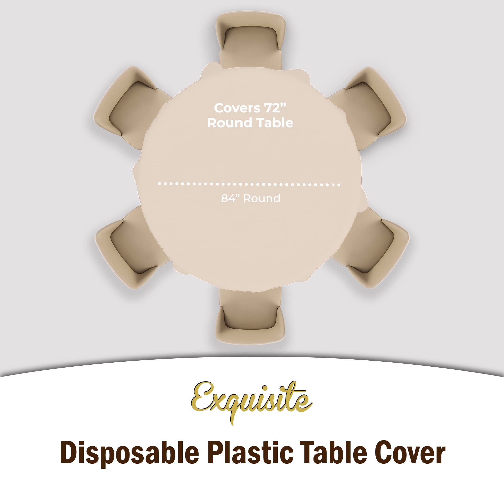 Party Solids heavy-duty plastic tablecover ivory on a table during setup.