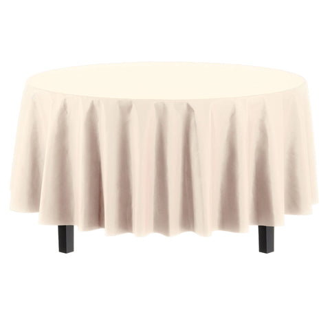 Party Solids premium plastic tablecover ivory closeup highlights durable, high-opacity material.
