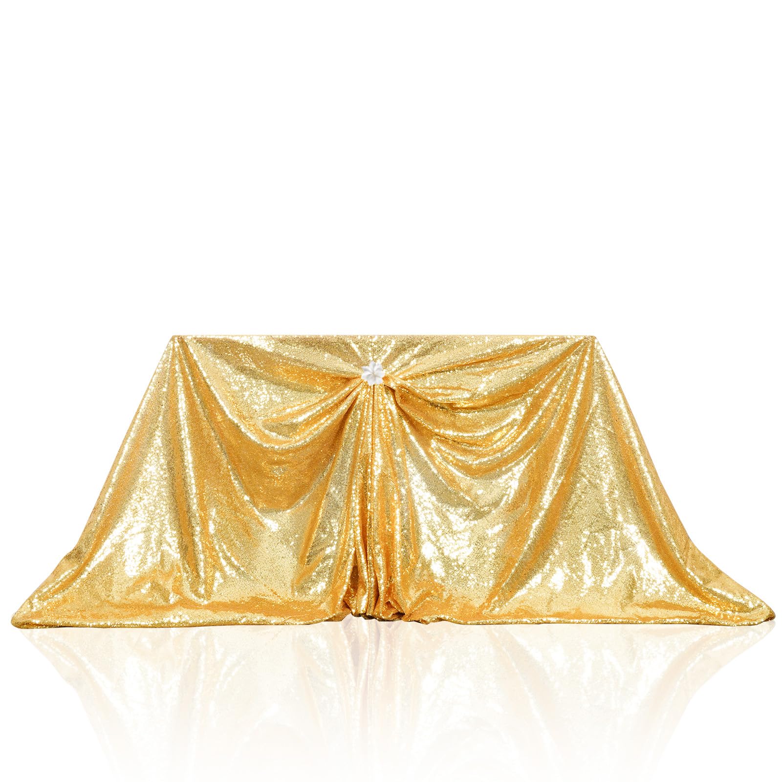 PartyDelight gold sequin tablecloth setup-wedding enhances centerpieces