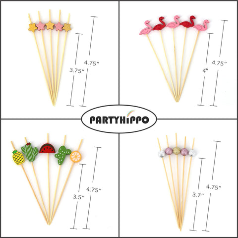 PartyHippo Bamboo Cocktail Picks 4-7 inch size elevate snack plating.