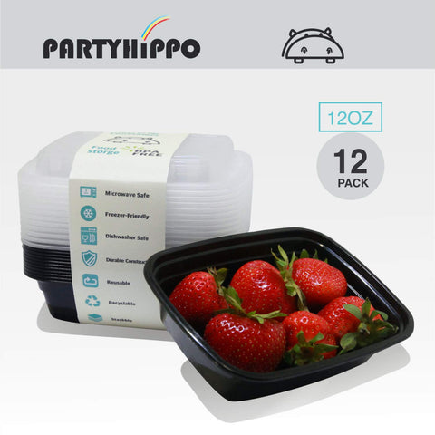 PARTYHIPPO stackable lunch box arranged for space-saving meal prep.