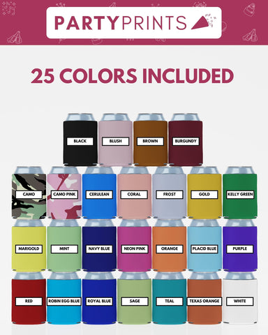 PartyPrints 25-pack multicolor can sleeves fit standard 12oz and 16oz cans.