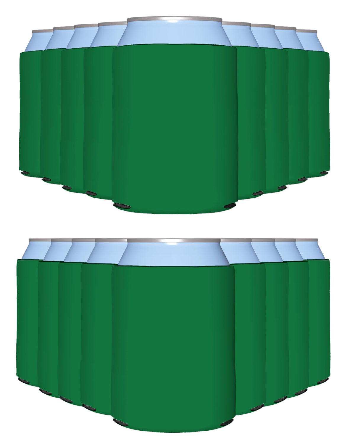 PartyPrints Kelly green can cooler pack keeps drinks cold at parties.