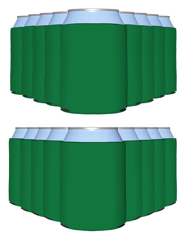 PartyPrints Kelly green can cooler pack keeps drinks cold at parties.