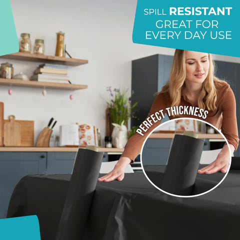 Partysolids multipurpose black tablecloth for various events and layouts.