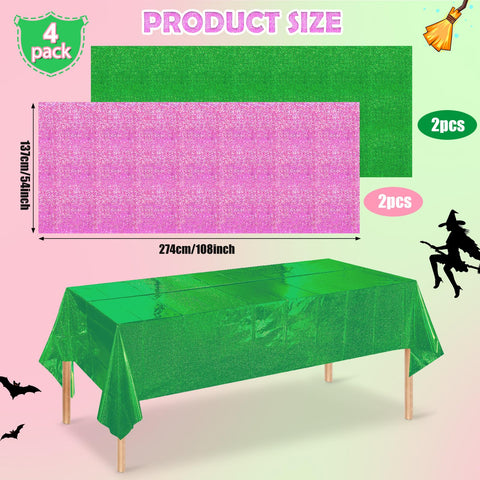 Pascliyna witch-princess tablecloth with holographic sheen boosts birthday décor.