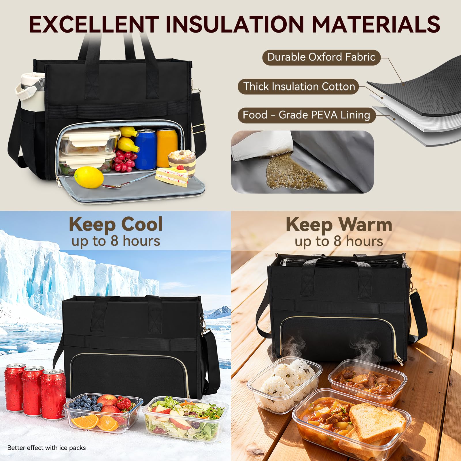 PASMAN lunch bag shows cooler zone for meals kept fresh during shifts.